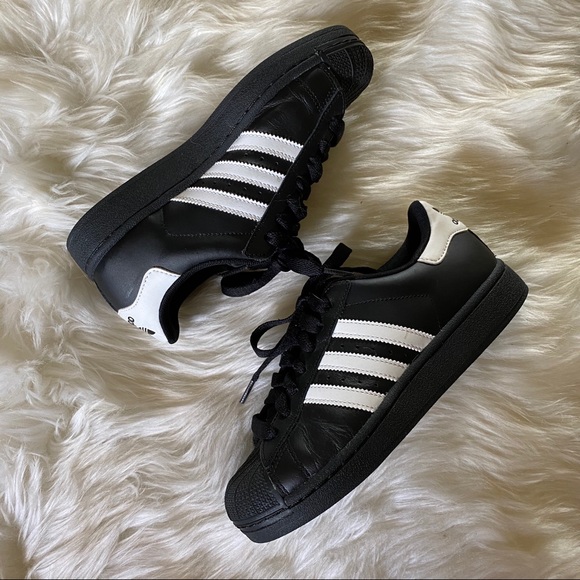 adidas Shoes | Adidas Black Classic Three Stripe Shell Toe Shoes | Poshmark